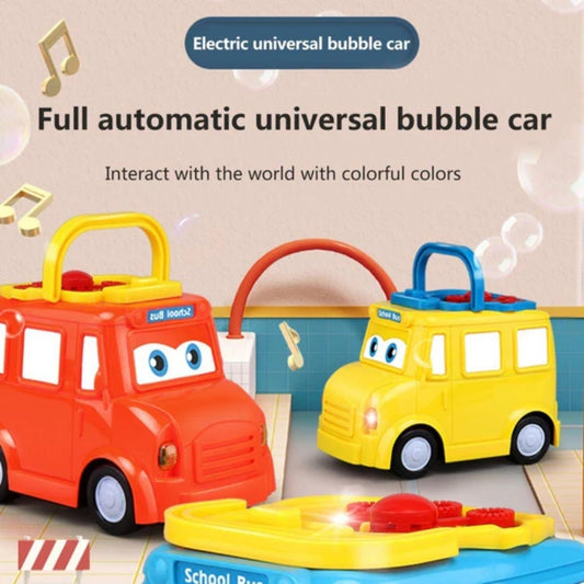 Bubble Blowing School Bus Toy With 120ml Bubble Solution Bottle For Kids