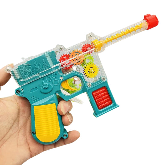 Electric Mauser Transparent Gear Pistol With Light & Music Toy For Kids