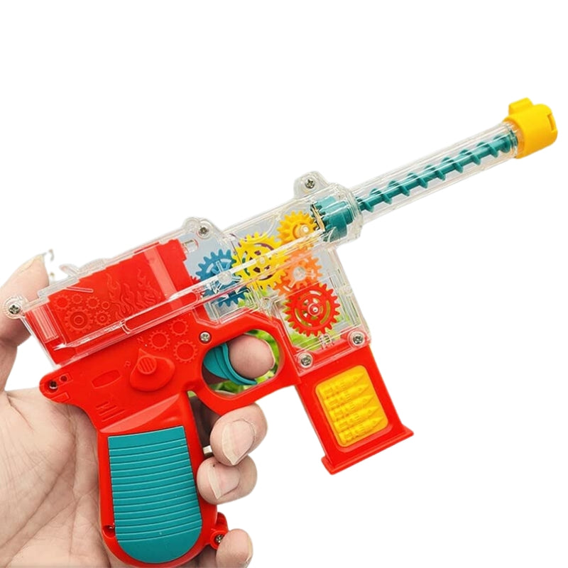 Electric Mauser Transparent Gear Pistol With Light & Music Toy For Kids