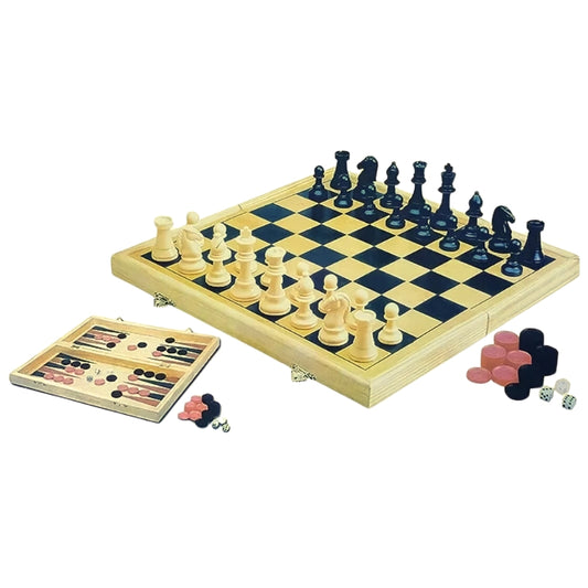 3 In 1 Classic Chess, Checker & Backgammon Board Game