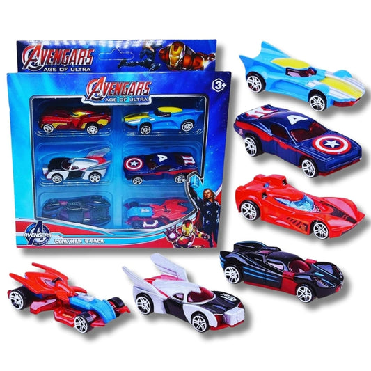 Avengers Diecast Car Set With Advanced Less Friction Tyres - Pack Of 6