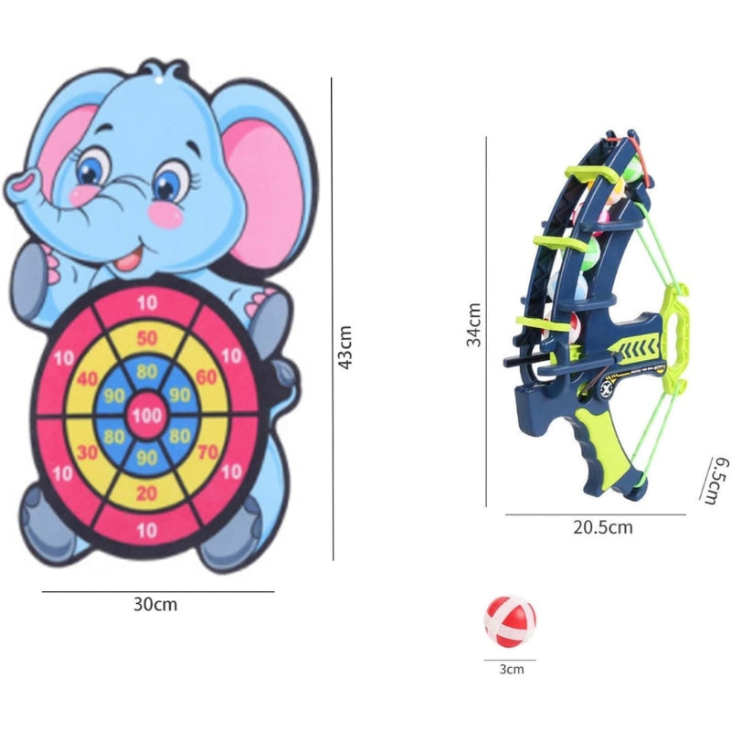 Shooting Archery With Elephant Shape Dartboard Target & Multiple Sticky Balls Toy For Kids