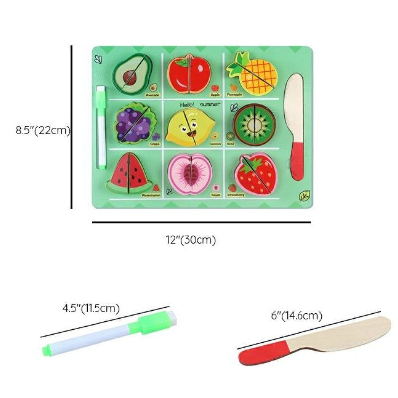 Wooden Puzzle Food Cutting Toy With Marker For Kids