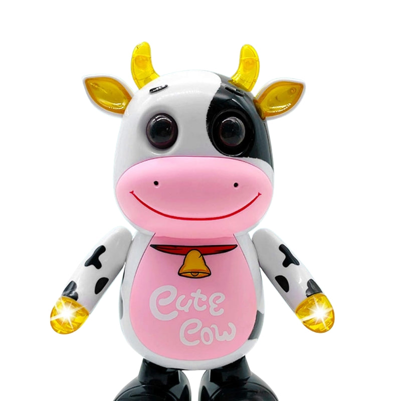 Plastic Flashing Dancing Robot Cow Toy Singing & Light-Up Christmas Gift for Kids