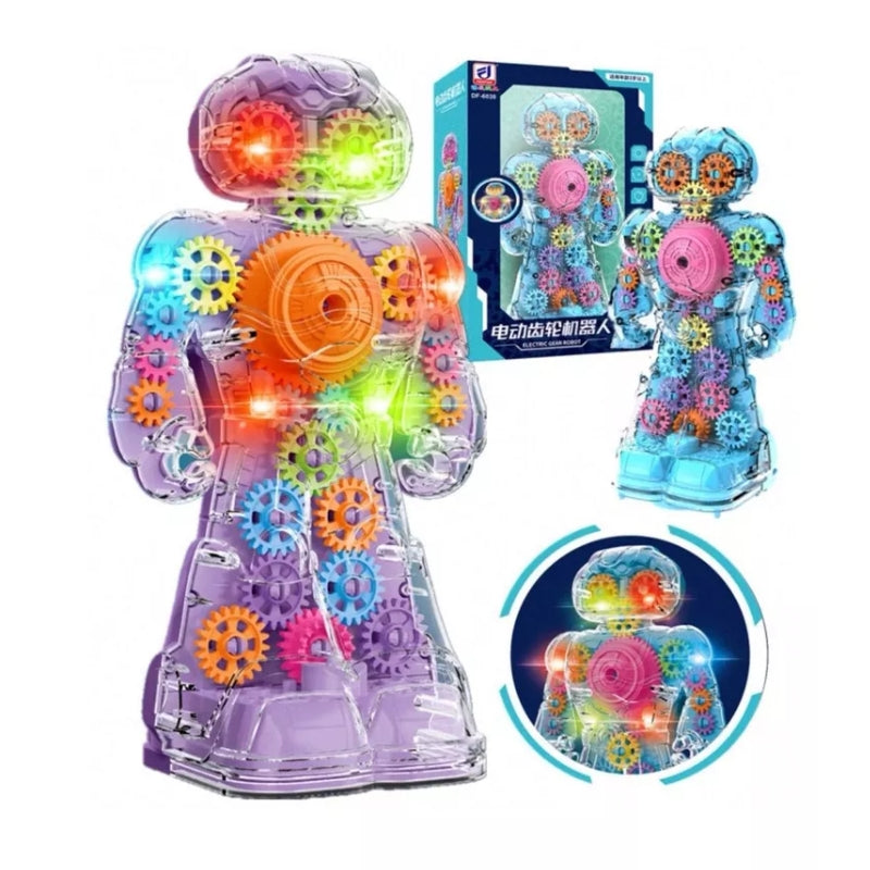 Electric Gear Robot Musical Toy With Multiple Lights For Kids