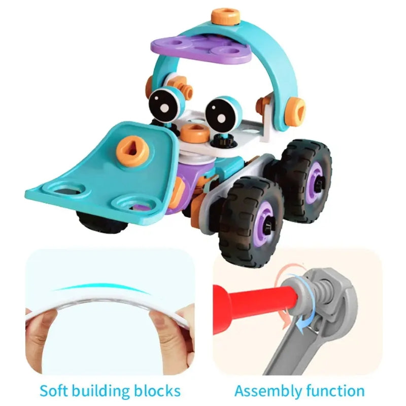 DIY Soft Rubber Building Puzzle Truck Toy Set For Kids