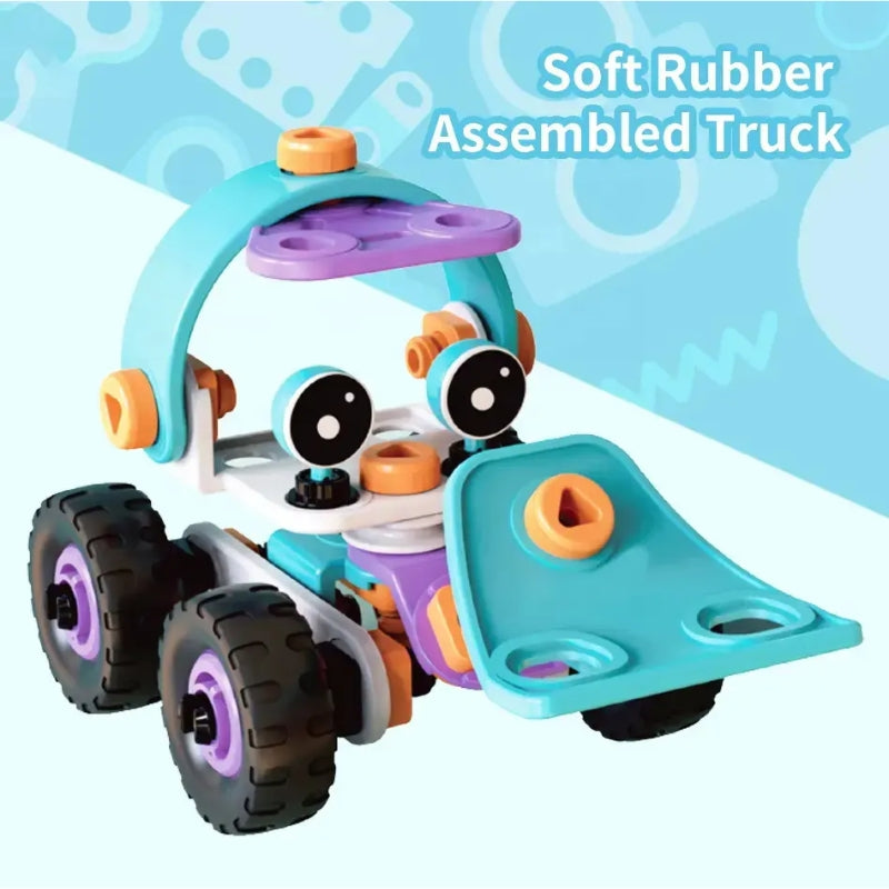 DIY Soft Rubber Building Puzzle Truck Toy Set For Kids