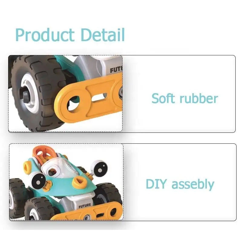 DIY Soft Rubber Building Puzzle Car Toy Set For Kids - 41 Pcs