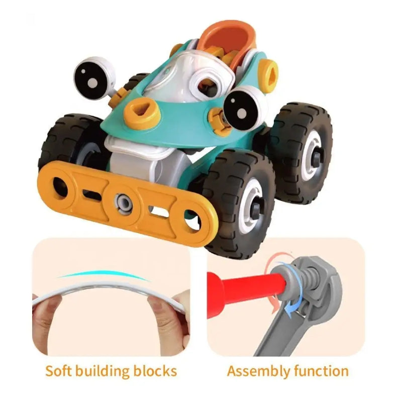 DIY Soft Rubber Building Puzzle Car Toy Set For Kids - 41 Pcs