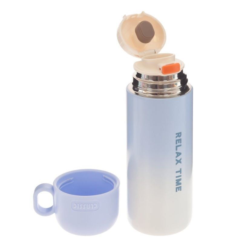 Relax Time Double Shaded Metal Water Bottle With Cup (7232)