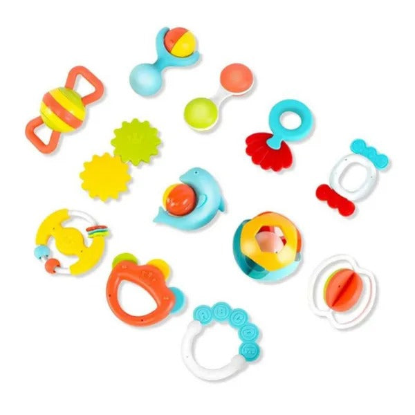 Huanger Baby Rattle Set - Pack of 12 Colorful & Engaging Toys for Endless Baby Fun