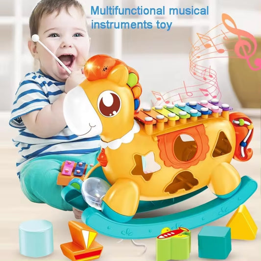 5 In 1 Rocking Horse With 8 Different Tones Educational Toy For Kids