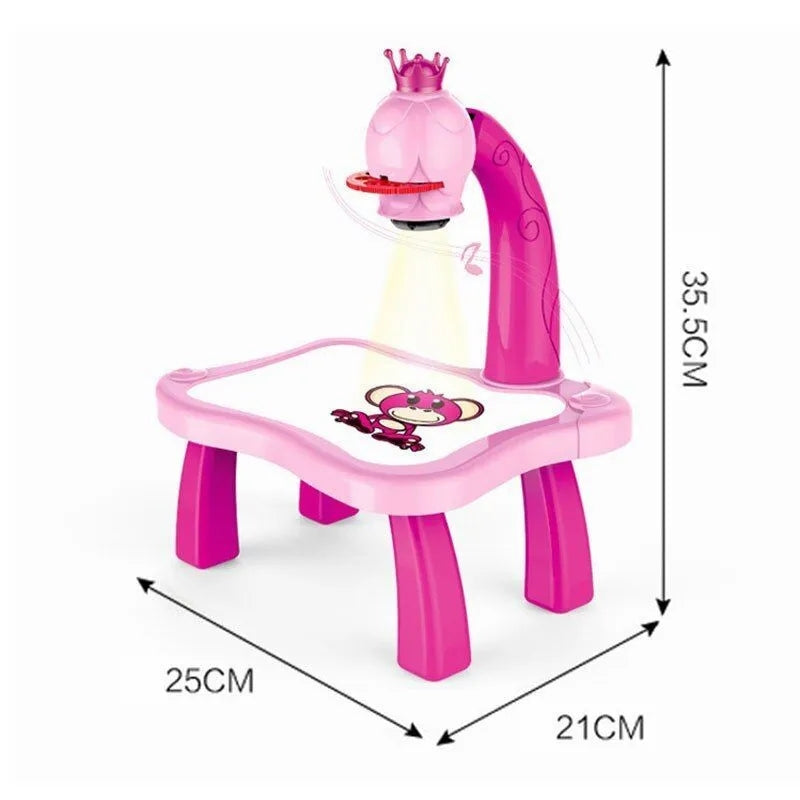 Barbie LED Projector Drawing Board Desk Educational Playset For Kids