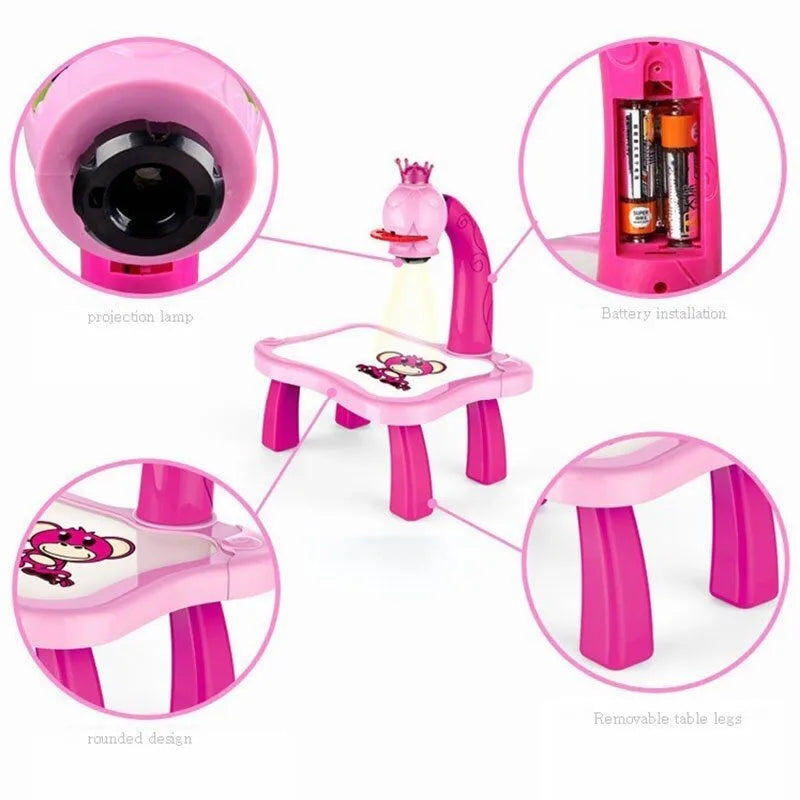 Barbie LED Projector Drawing Board Desk Educational Playset For Kids