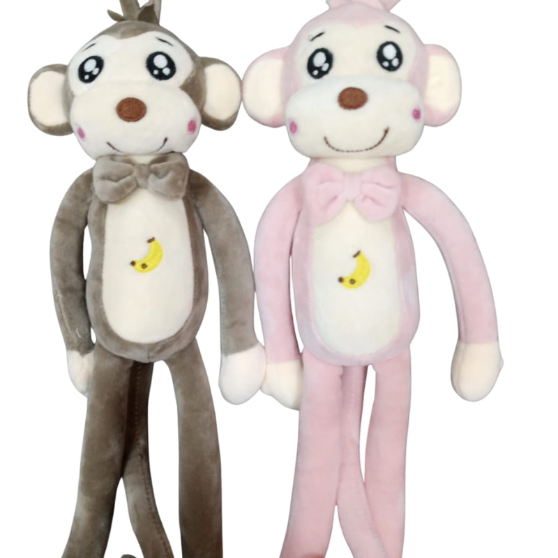 Cute Long-Legged Hanging Monkey Plush Toy with Bowtie & Banana Embroidery (45 CM)
