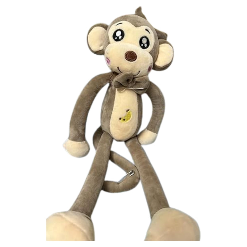 Cute Long-Legged Hanging Monkey Plush Toy with Bowtie & Banana Embroidery (45 CM)