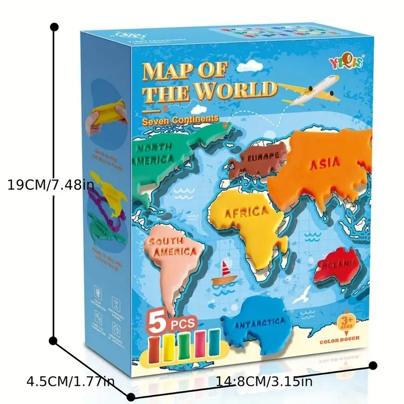 Colorful World Map Mud Plasticine Toy Set