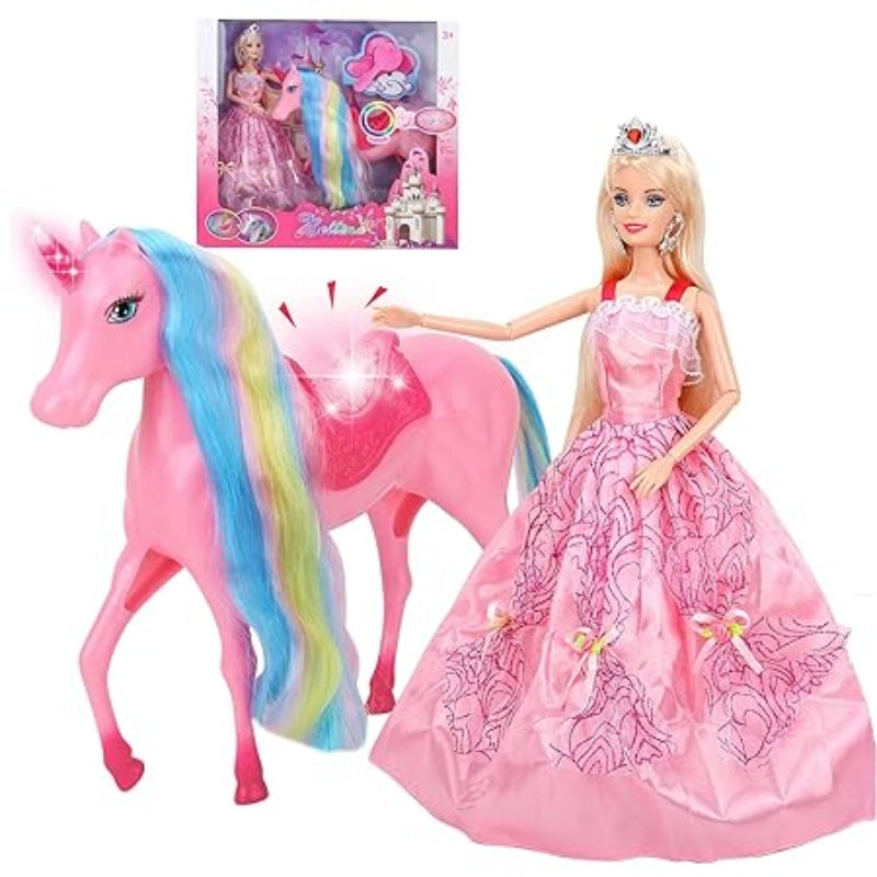 Princess Doll And Unicorn With Lights