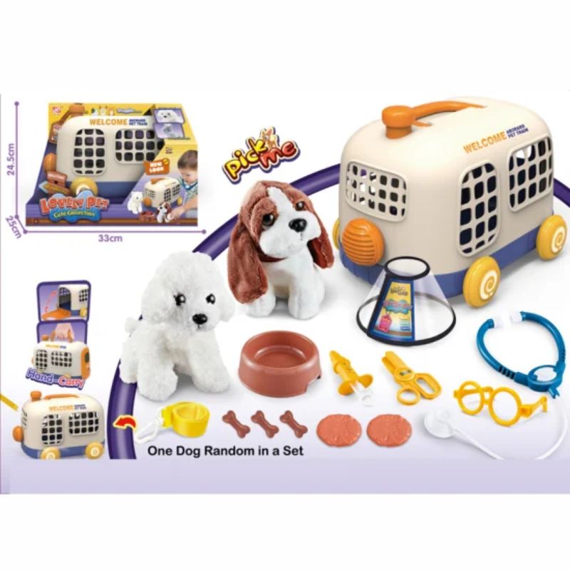 Plush dogs with Pet bus cages Medical Appliances and Pet