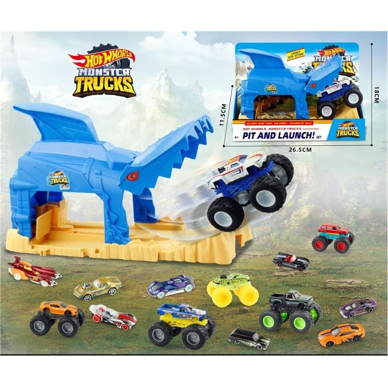 Ocean Fury Shark Pit Adventure Ultimate Launch Track with Monster Truck Madness
