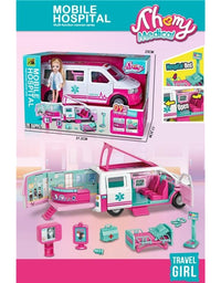 Doctor Doll Set With Ambulance Pink
