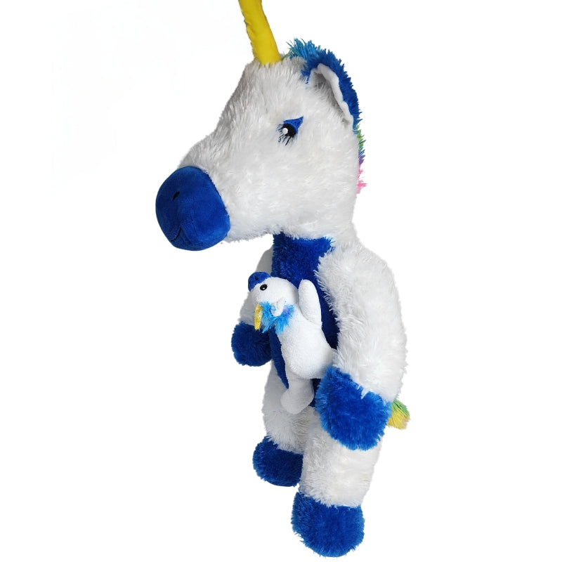 Goffa Unicorn Mama & Baby Plush Toy Blue & White 78x27Cm Premium Pre-loved