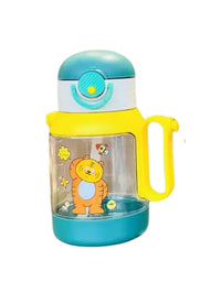 Bear Transparent Water Bottle With Handle Strap Straw Plastic Water Bottle for Kids
