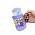 Bear Transparent Water Bottle With Handle Strap Straw Plastic Water Bottle for Kids