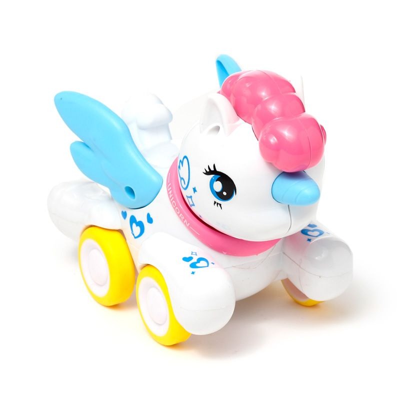 Cute Unicorn Inertia Powered Car Toy For Kids - Assorted