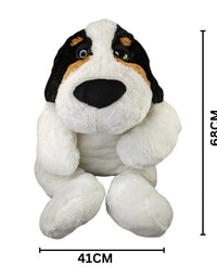 Cute Dog Sleepy Eyes Plush Toy Black White Brown 68x41Cm Premium Pre-loved
