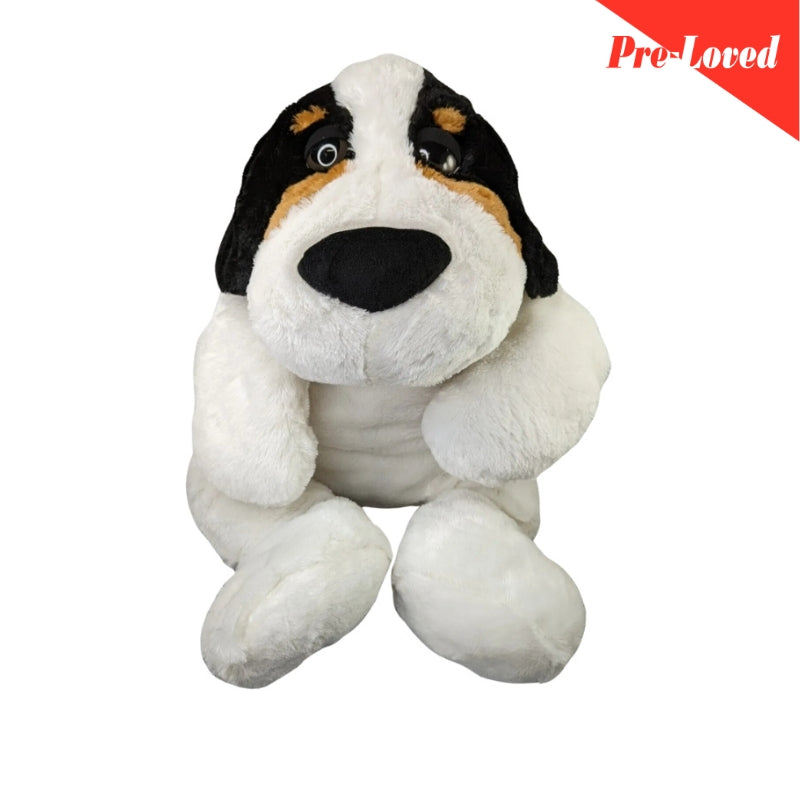 Cute Dog Sleepy Eyes Plush Toy Black White Brown 68x41Cm Premium Pre-loved