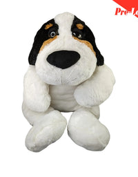 Cute Dog Sleepy Eyes Plush Toy Black White Brown 68x41Cm Premium Pre-loved
