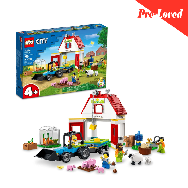 LEGO City Barn & Farm Animals 60346 Building Toy Set for Kids, Preschool Boys and Girls Ages 4+ (230 Pieces) Orignal LEGO Pre-loved