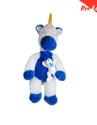 Goffa Unicorn Mama & Baby Plush Toy Blue & White 78x27Cm Premium Pre-loved
