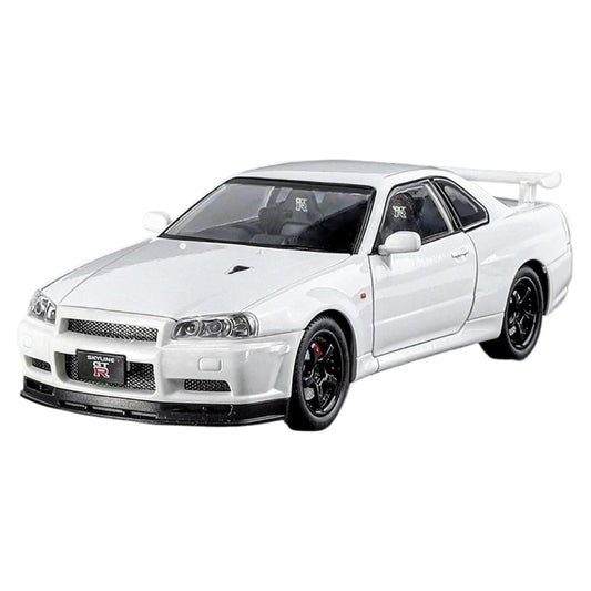 Nissan Skyline GT-R R34 V-Spec II 1:24 Scale Die-Cast Model – White Pearl Collectible Car