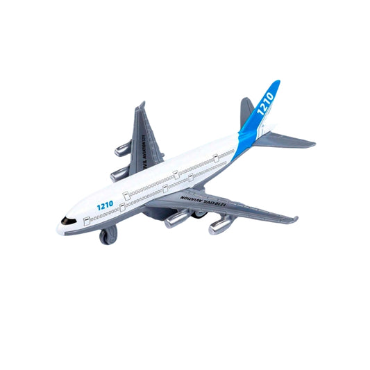 Die-Cast Pull Back Airplane Toy for Kids – Blue & White Aircraft Assorted