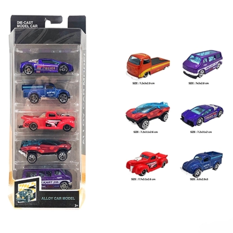 Alloy Car Model Set Toy For Kids - Pack Of 5