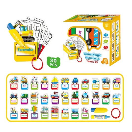 30-Piece Reusable Magic Water Drawing Cards – Educational Painting Set for Kids