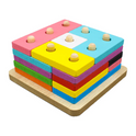 Wooden Assembled Shapes Blocks Puzzle Sorting Staking Color