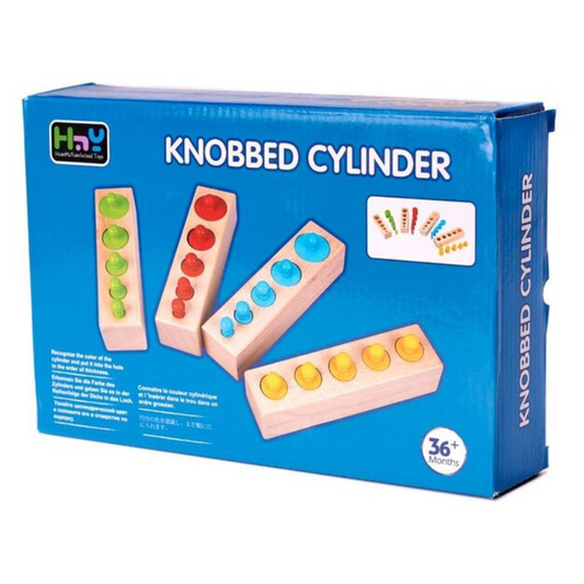 Knobbed Cylinder Blocks Montessori Colored Wooden Educational Toy