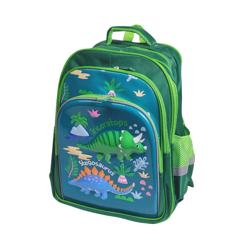 3D Dino 16 Inch School Bag & Green Transparent Water Bottle (GB-2021) (Deal)