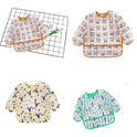 Waterproof Sleeve Feeding Bib for Girls Brown Bear Design