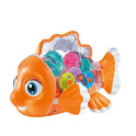Transparent Musical Gear Fish Toy Light Up Walking Sound Toy for Toddlers and Kids