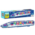 Transparent High-Speed Train Toy with Colorful Lights & Music – Bump & Go Action Car