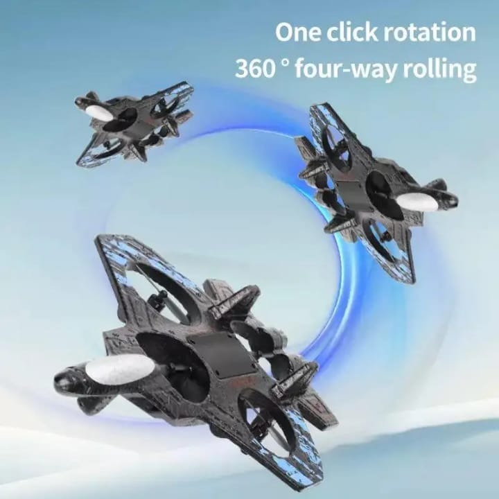 Remote Control Fighter Plane with LED Lights – 2.4G RC Aircraft with 360° Rotation