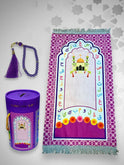 Kids' Islamic Prayer Set with Money Saving Box – Vibrant Prayer Mat, Premium Tasbeeh & Coin Bank Combo Best Gift for Ramadan