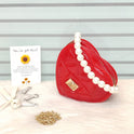 Elegant Heart-Shaped Shoulder Bag with Pearl Handle