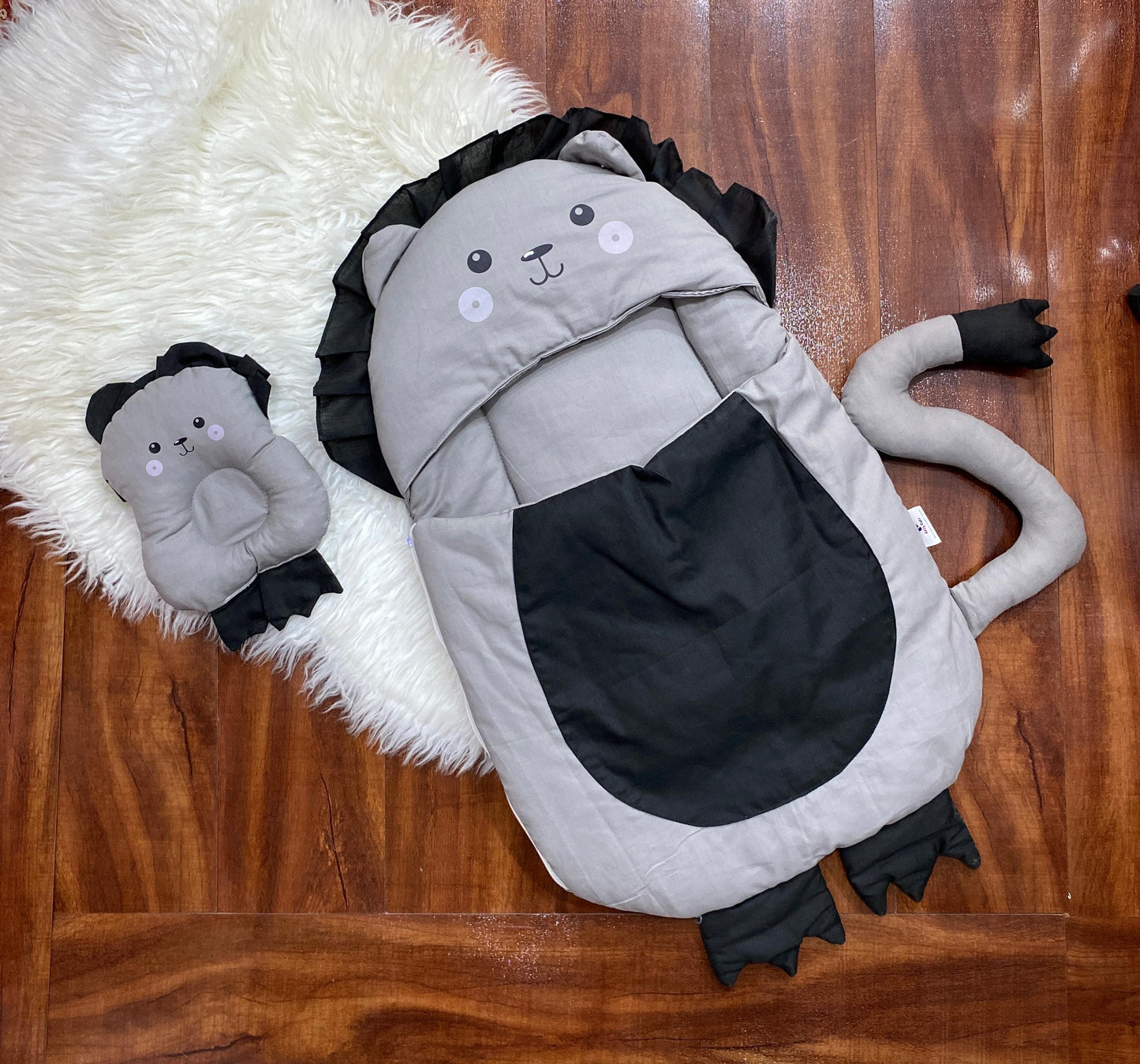 Adorable Animal-Themed Baby Sleeping Bag with Plush Pillow – Cozy & Comfortable