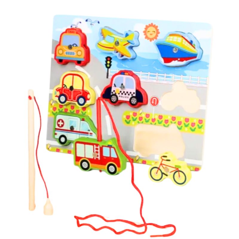 Interactive Wooden Transport Puzzle with Rope – Learn & Play Fun for Kids