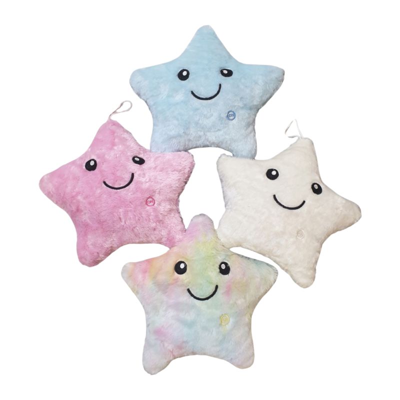 Soft And Adorable Glowing Smiley Star Plush Pillow